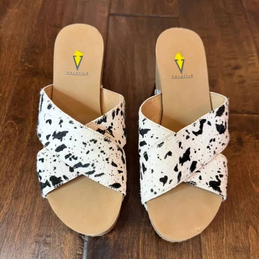Volatile Riverside Platform Wedge Sandals Chocolate Chip  size 8 Western Boho